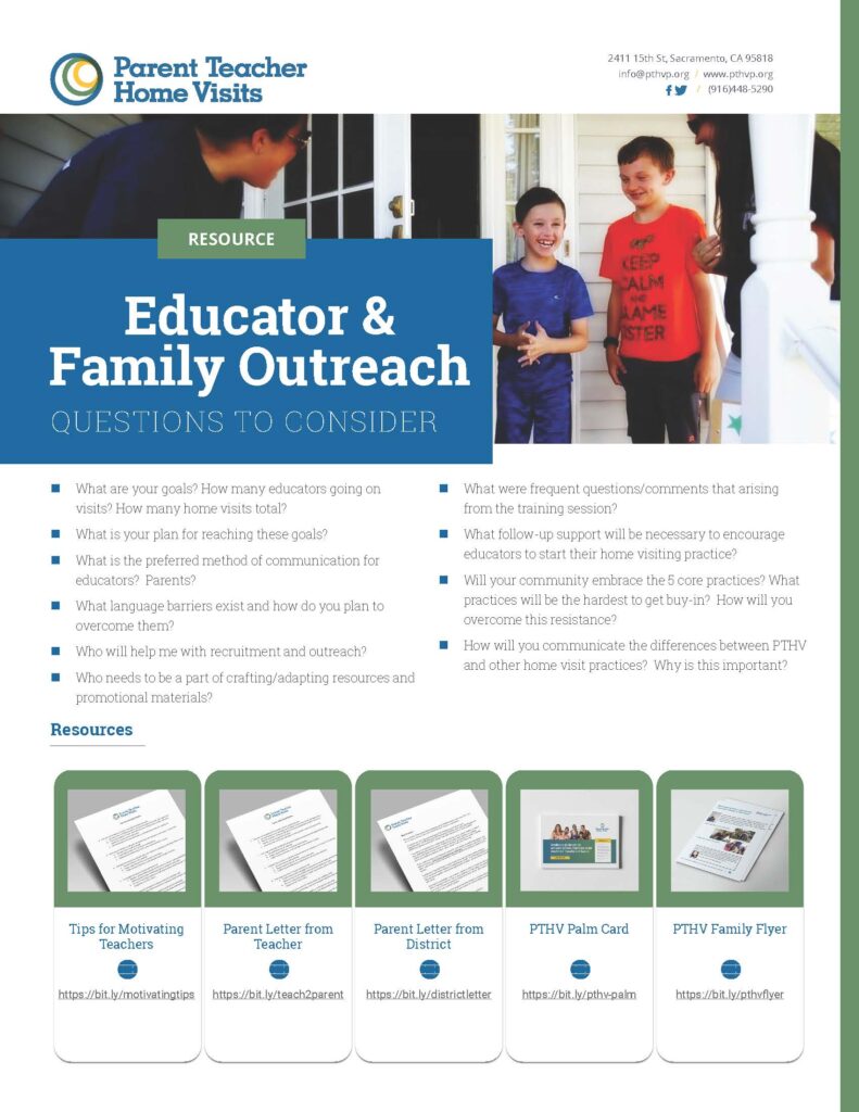 Educator and Family Outreach: Questions to Consider